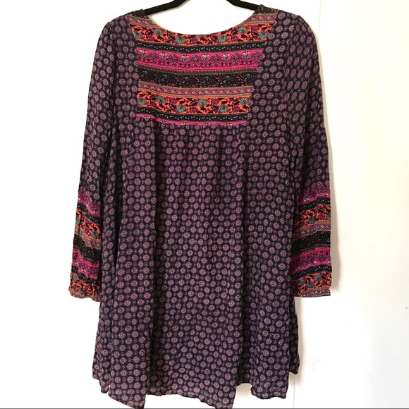 Entro boho multicolor print dress tunic small - Picture 2 of 9